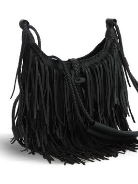 Vintage Fringe hobo bags for Women Vegan Faux Suede Leather Tassel Crossbody Bag